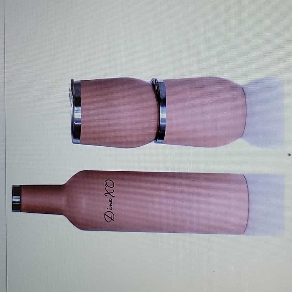 DINE XO Spirit Insulated Wine Bundle 2 12oz tumbler cups/lids 750ml bottle New…